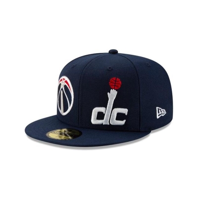 Blue Washington Wizards Hat - New Era NBA Double Hit 59FIFTY Fitted Caps USA9472068